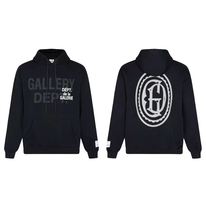 Gallery Dept. "GD Multi Logo" Hoodie – Black Oversized Streetwear