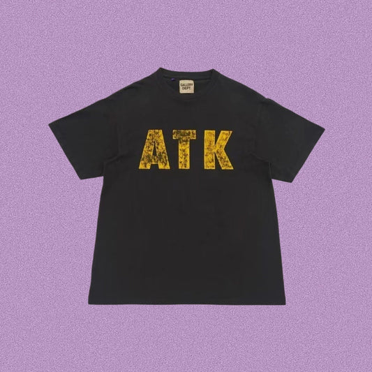 Gallery Dept. Distressed ATK Short Sleeve T-Shirt - Black/Yellow