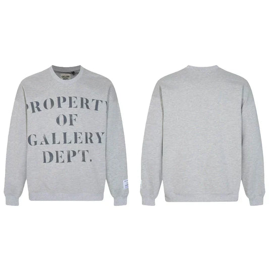 Gallery Dept. Heather Grey Crewneck – “Property Of” Stacked Print