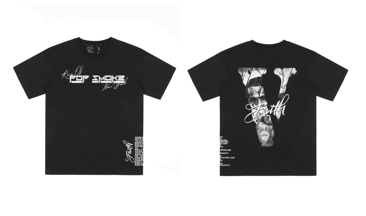 Vlone x Pop Smoke Tribute Portrait Graphic T-Shirt - Black