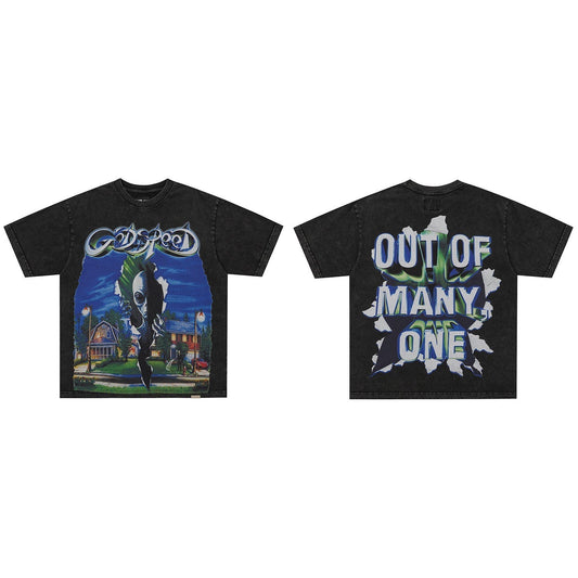 GodSpeed Out of Many One Washed Black Graphic T-Shirt